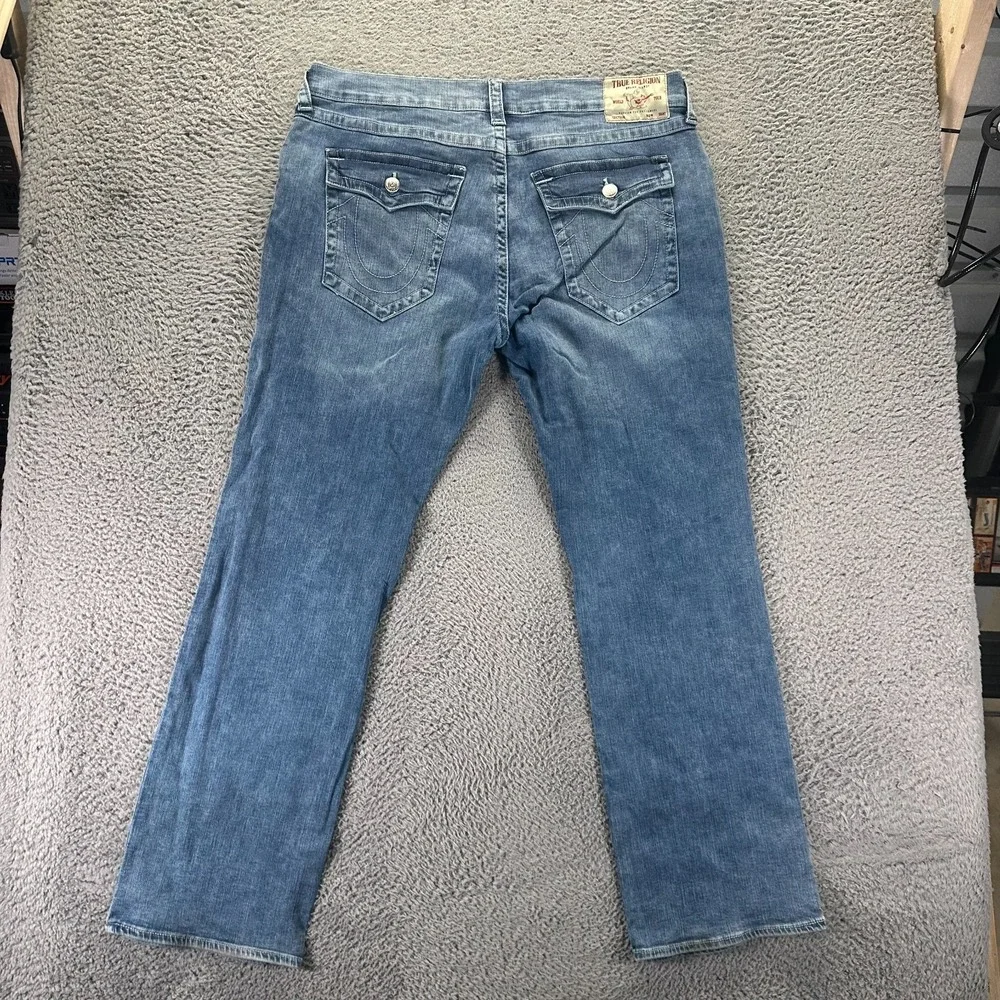 True Religion Billy Jeans Mens 42x34 Blue Cotton Denim Bootcut Relaxed Stretch
